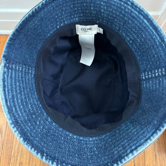 CELINE Denim Logo Embroidered Bucket Hat Sz. M - Picture 7 of 9